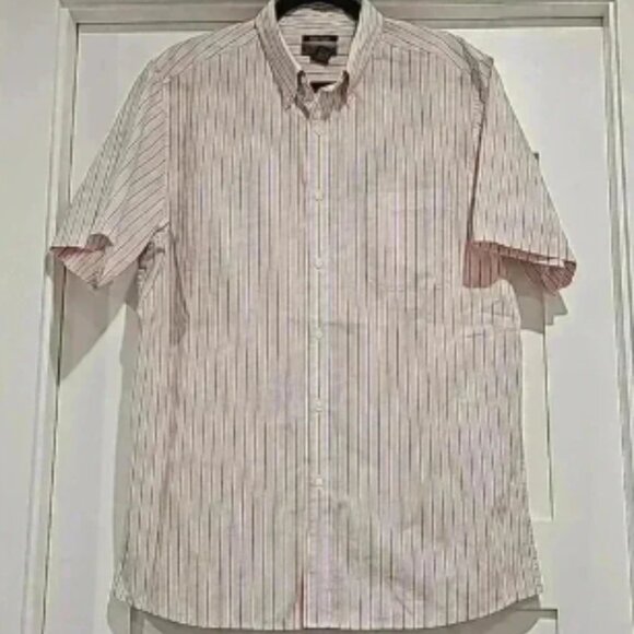 Saddlebred Easy Care Orange/blue short sleeve button Down - Picture 1 of 7